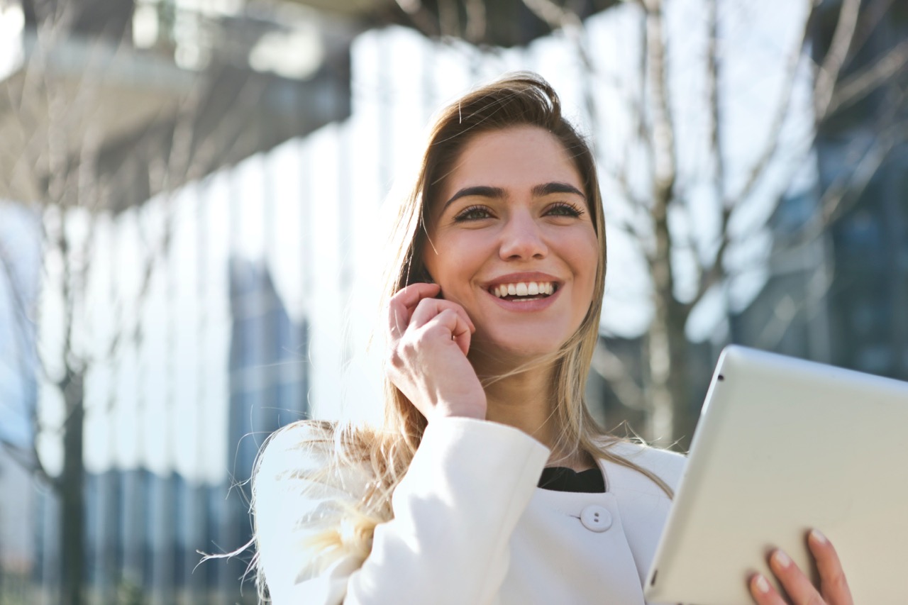 Hostess assistant at call in the city